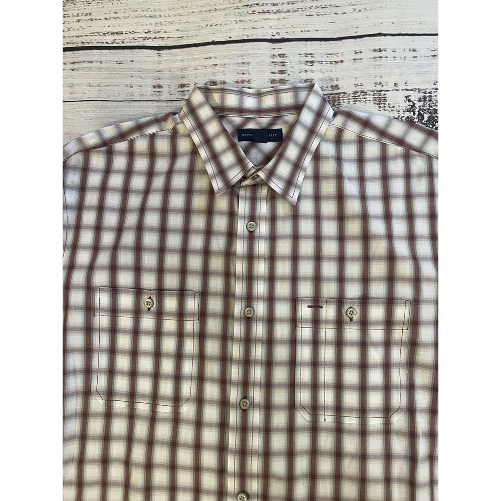 Banana‎ Republic Dress Shirt Men's XL 17-17.5 Red Plaid Long Sleeve Classic - Picture 2 of 9
